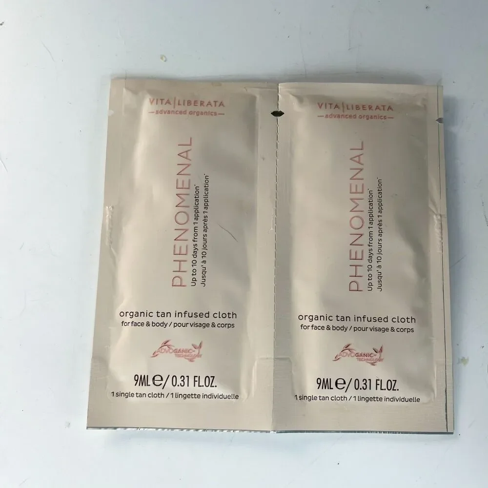 Vita Liberata Phenomenal Organic Tan Infused Cloths Wipes Medium Travel 2ct New